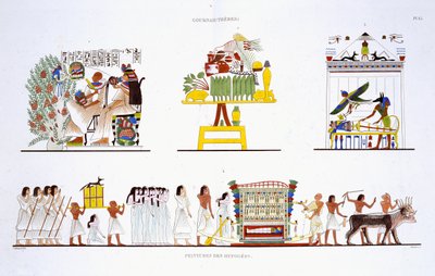 Funerary Rites, from a Rare Record of Frescoes from Thebes, recorded 1819-1822 on his second visit to Egypt by Frederic Cailliaud by Frederic Cailliaud
